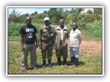The Benin Battalion MPIO with a representative of the local media and two local community leaders of Kalémie in DR Congo in October 2011.